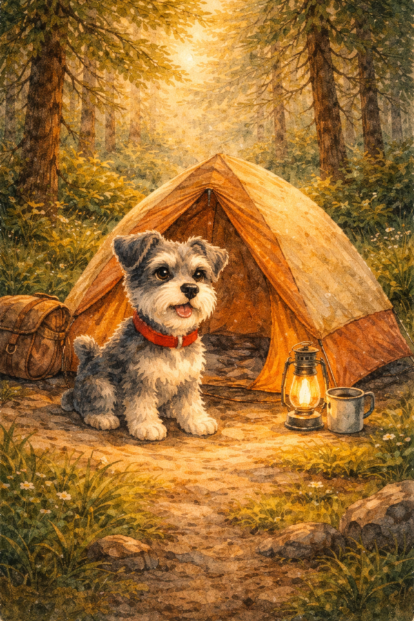 5. Thor el schnauzer en el bosque Las Aventuras de Thor: Acampada en el Bosque