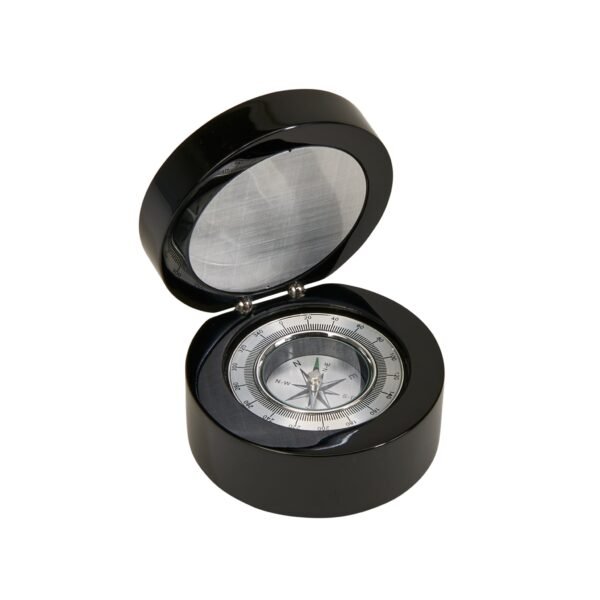 069255_1.jpg Black Round Wood Box with Compass