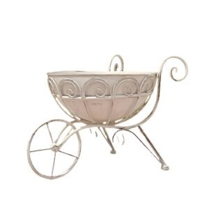9528be5b-1e8e-4ca2-879e-a62e428454db.jpg Vintage Iron Garden Cart Planter with Drainage