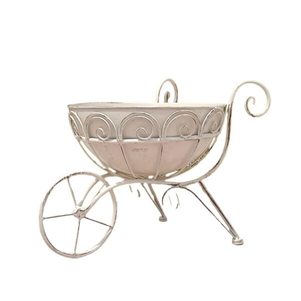 Vintage Iron Garden Cart Planter with Drainage