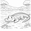 Cocodrilo descansando junto al río Expedicion Selva - Colorea tu Aventura
