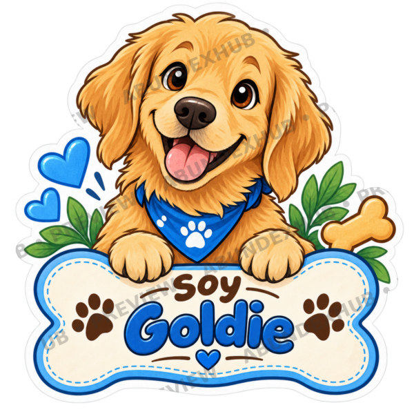 DOG-002-4x4-Goldie-PROTEGIDA Sticker Personalizado – Soy Goldie