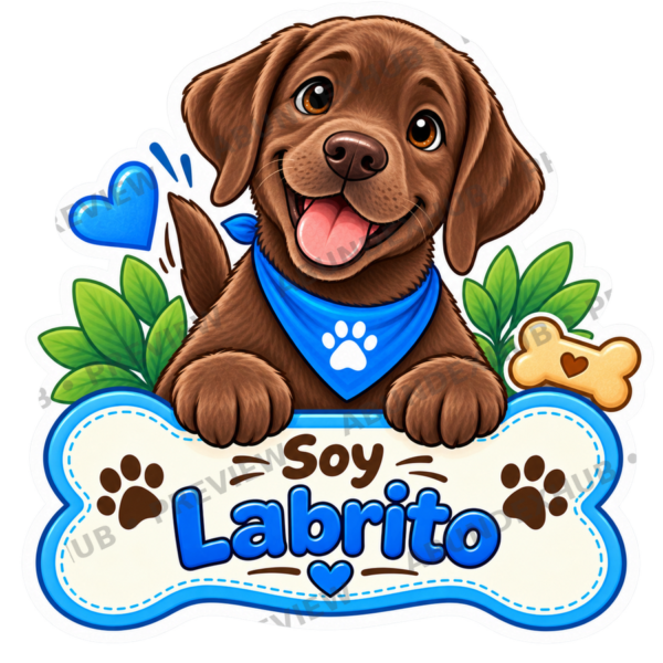DOG-003-3x3-Labrito-PROTEGIDA Sticker Personalizado – Soy Labrito